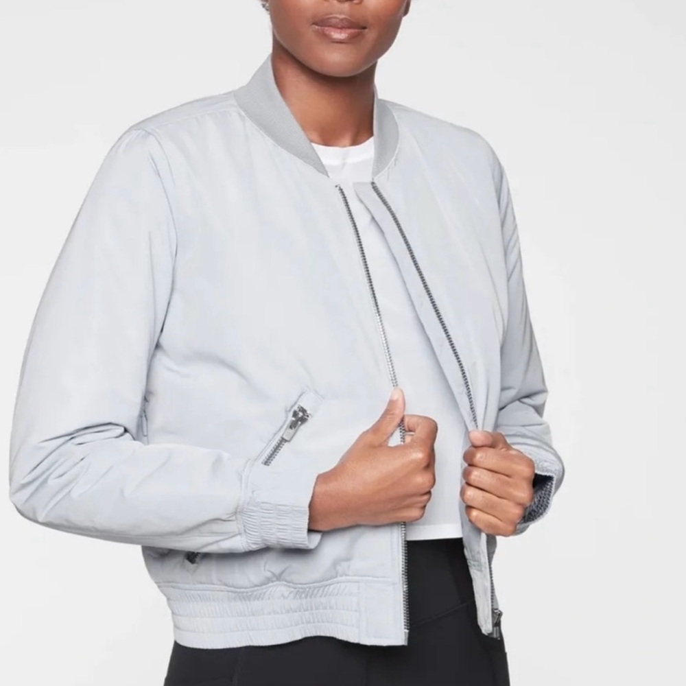 Athleta Light Gray Bomber Jacket